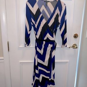 Lauren by Ralph Lauren Wrap Dress Blue White Black size Medium